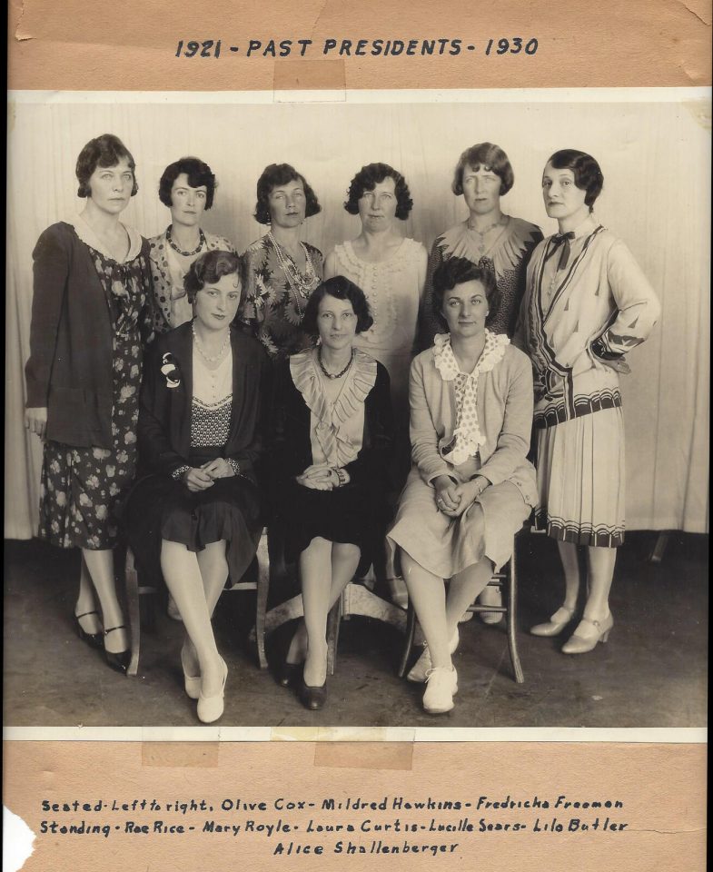 Past Presidents 1921-1930 From The Scrapbook of Founding Member Mildred Hawkins