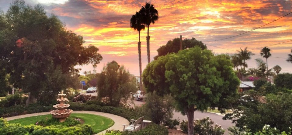 Photo of the garden venue at sunset at the Thursday Club